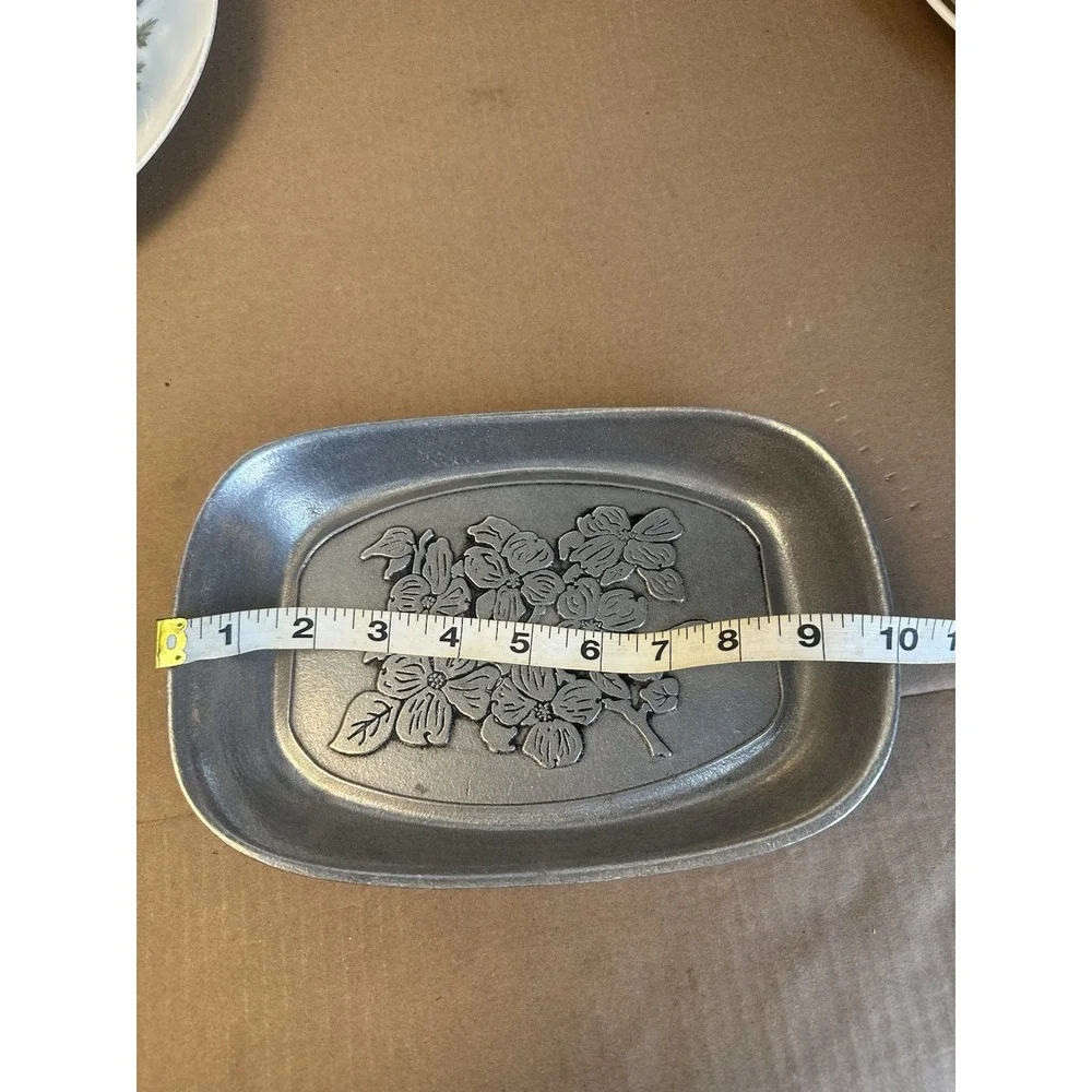 Vintage Wilton Armetale Pewter Tray Floral Dogwood Flower Dish Columbia PA RWP